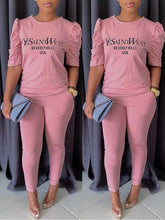 indiebeautie Slogan Puff-Sleeve Top & Pants Set